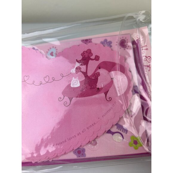 DaySpring Bella & Fifi Poodle & Cat Heart Stationary Valentine Set Scripture - Picture 5 of 11